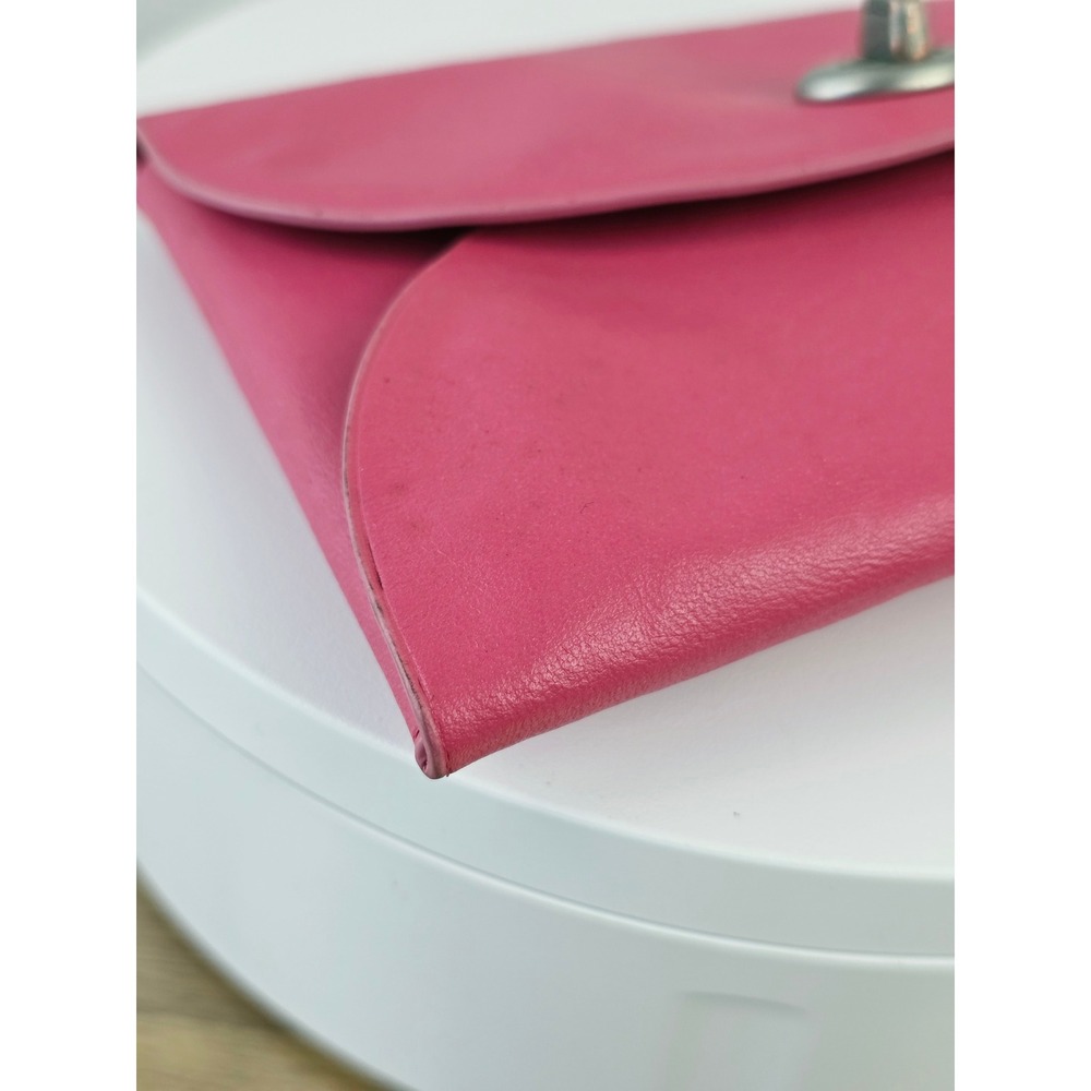 Coach Pink Leather Turnlock Pouch Envelope Clutch Bag Fuchsia Pink - Picture 7 of 15